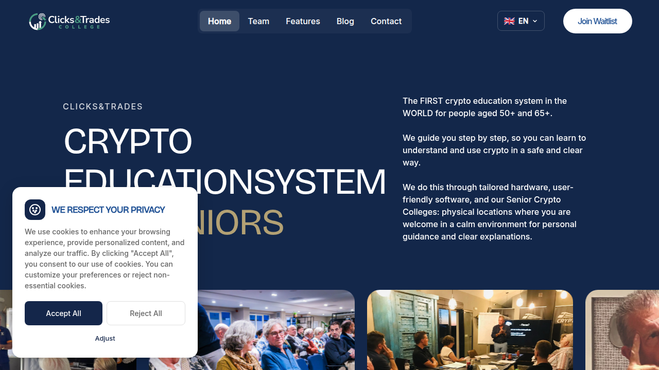 The Clicks and Trades newsletter sign-up page, offering clear guidance and safety tips for navigating the crypto world.